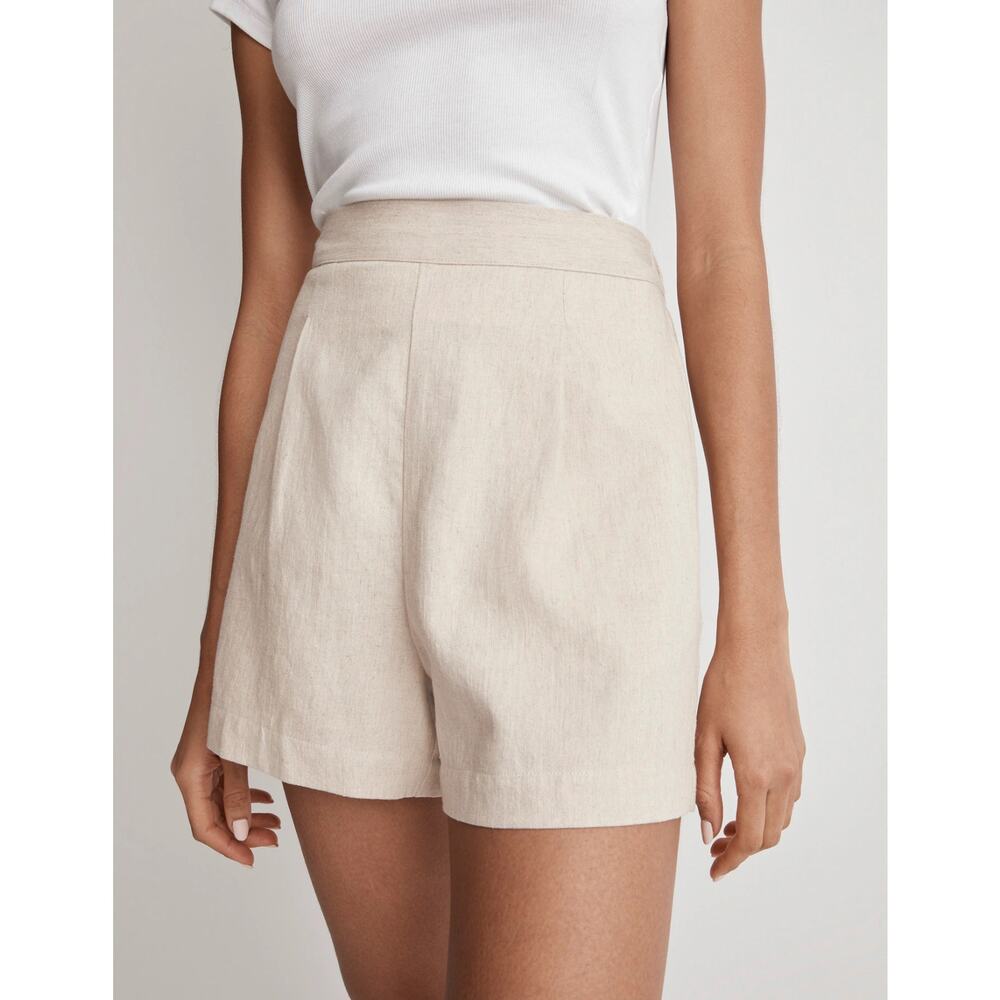 New Madewell Clean Pull-On Shorts in Linen-Cotton in Natural Undyed Size L